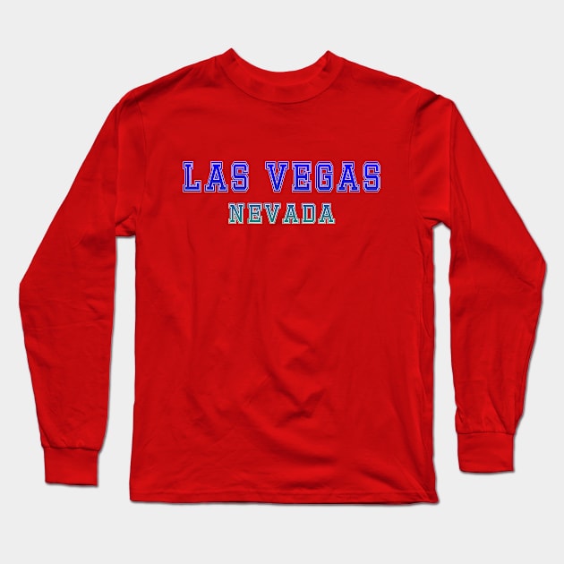 Dark Blue to Teal Green Las Vegas Nevada Gradient Logo Design Long Sleeve T-Shirt by vintagetrends